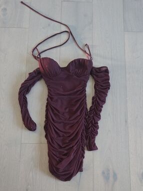 Windsor Plum Ruched Off-Shoulder Prom Dress